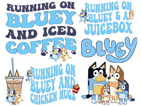 Running On Bluey And Iced Coffee Png Running On Bluey Iced Etsy