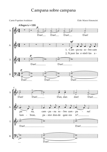 Campana Sobre Campana Arr Marco Simoncini Por Popular Partituras