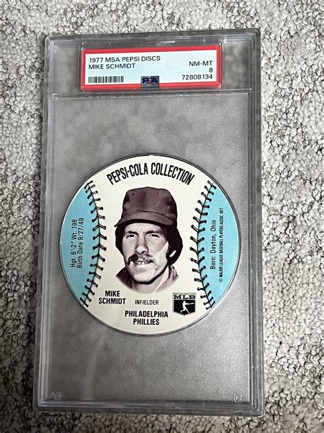 PSA 8 BASEBALL CARD DISCS 1977 MSA PEPSI MIKE SCHMIDT HOF PHILADELPHIA