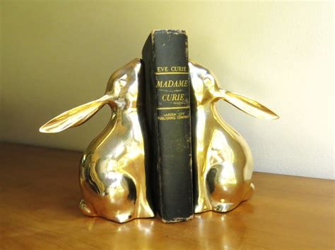 Vintage Brass Rabbit Bookends Gold Bunny Book Ends Pair Of Etsy