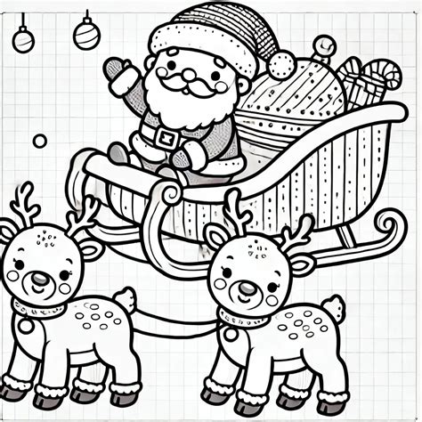 Dibujo De Santa Claus En Trineo De Renos Para Colorear