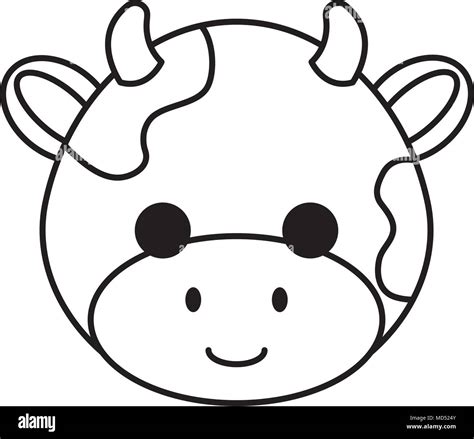 Cow Face Cartoon Outline