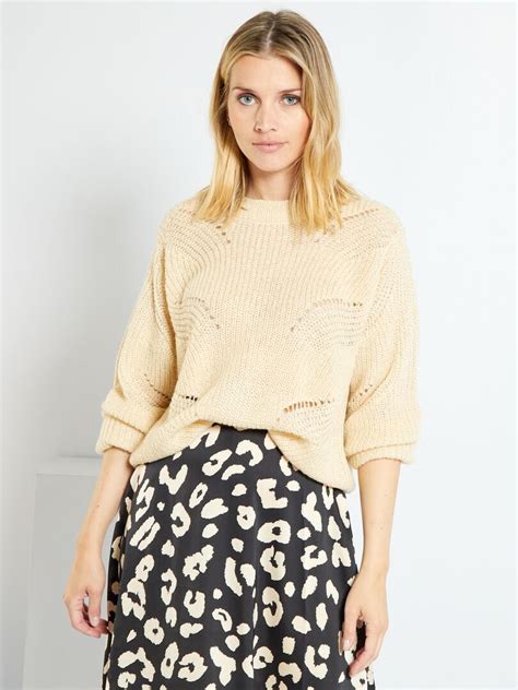 Pull En Maille Tricot JDY Beige Kiabi 27 00