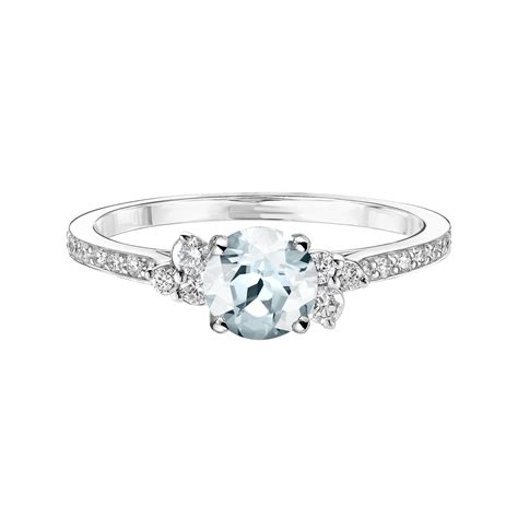 Bague Or Blanc Aigue Marine Baby Everbloom Mm Pav E Gemmyo