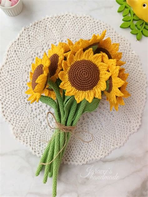 Crochet Sunflowers In A Pot Pattern Sunflower Pattern Crochet Decor