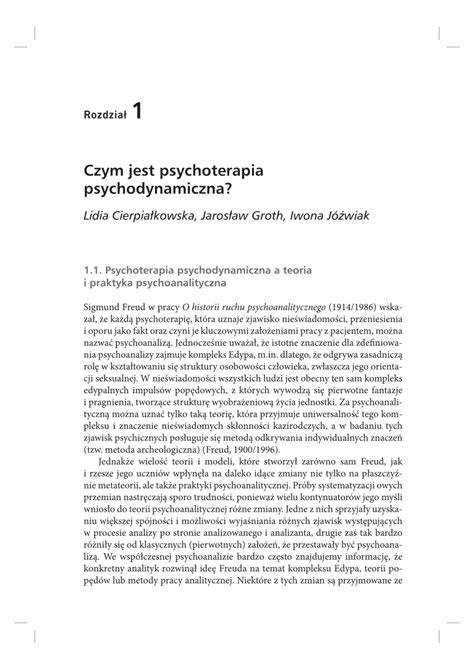 Pdf Czym Jest Psychoterapia Psychodynamiczna