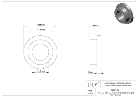 7119N138 High Load Ultra Low Friction Oil Embedded Flanged Sleeve