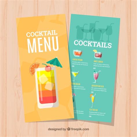 Cocktail Menu Template Vector Free Download