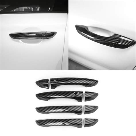 Carbon Fiber ABS Car Side Door Handle Cover Trim For 2022 2023 2024