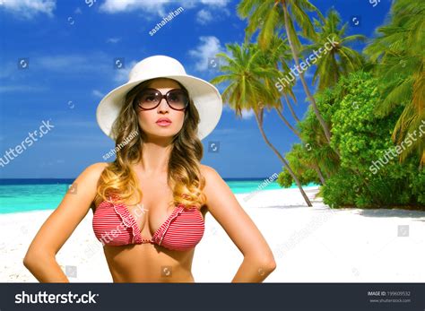 Beautiful Sensual Woman Bikini Sunglasses Hat Stock Photo Shutterstock