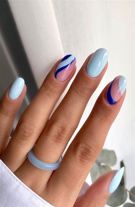 50 Pretty Summer Nails In 2022 For Every Taste Two Tone Blue Nails