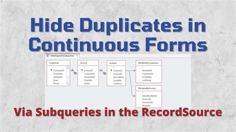 Hiding Duplicate Values in Continuous Forms via Subqueries