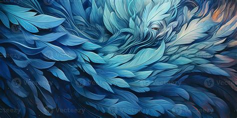 Photo realistic illustration of blue soft feathers. Pattern background ...