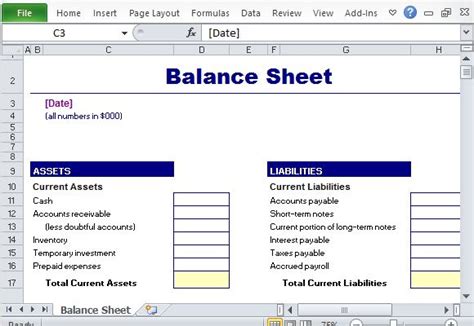 Simple Balance Sheet Maker Template for Excel