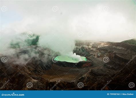 Vulcano Crater Lake Poas - Costa Rica Stock Photo - Image of clouds, forest: 79998760