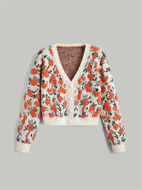 Shein Mod Cardigans Padr O De Floral Por Toda Parte En Pa O