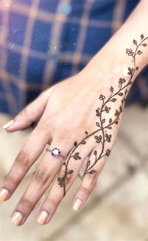 Minimal Henna Designs Beautiful Floral On Side Hand Henna Tattoo