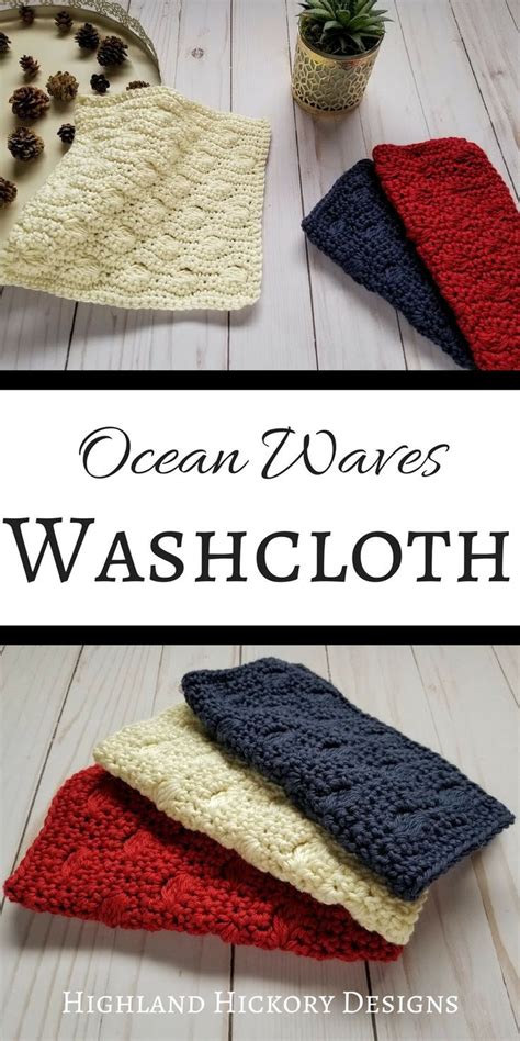 Ocean Waves Washcloth Free Crochet Pattern Highland Hickory Design