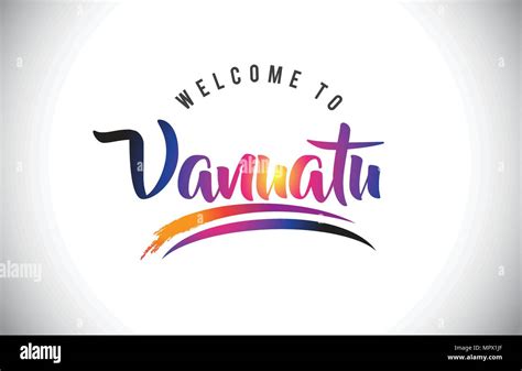 Vanuatu Welcome To Message In Purple Vibrant Modern Colors Vector