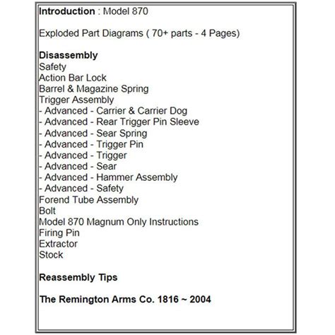 Gun Guides Remington 870 Assembly And Disassembly Guide Brownells