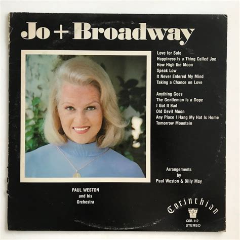 【やや傷や汚れあり】lp Jo Stafford Jo Broadway Us盤 Corinthian Cor 112 0710