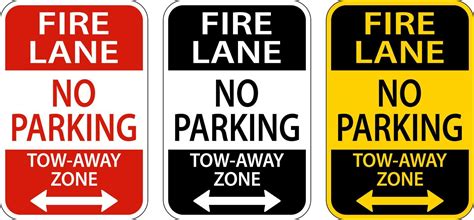 Fire Lane No Parking Tow Away Zone Sign On White Background