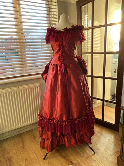 Victorian Dress Red Satin Victorian Dress Bustle Dress Gilded Cage