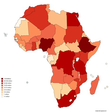 Countries in Africa by population : r/MapPorn