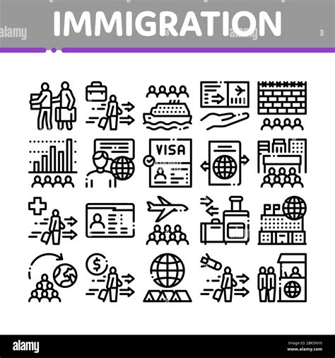 Immigration Refugee Collection Icons Set Vector Stock Vector Image