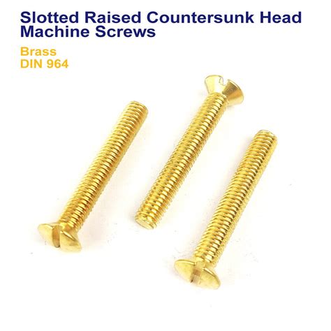 M3 M4 M5 M6 M8 Slotted Raised Countersunk Head Machine Screws Brass Din 964 Ebay