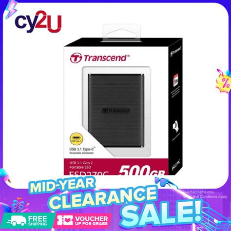 Transcend 500GB ESD270C USB 3.1 Gen 2 Type-C Portable SSD ...