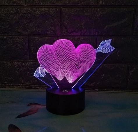 Ночник 3д двухцветный. два сердца — ціна 450 грн у каталозі Нічники ...