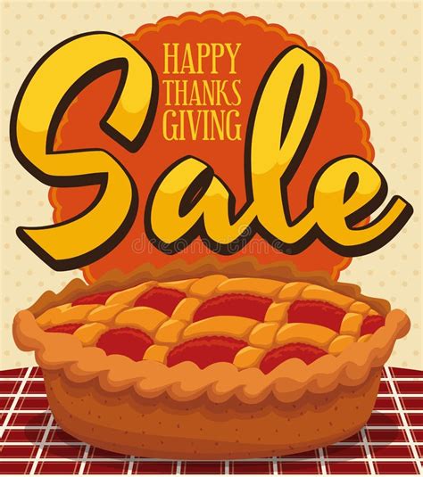 Delicious Cranberry Pie Sale For Thanksgiving Day, Vector Illustration ...