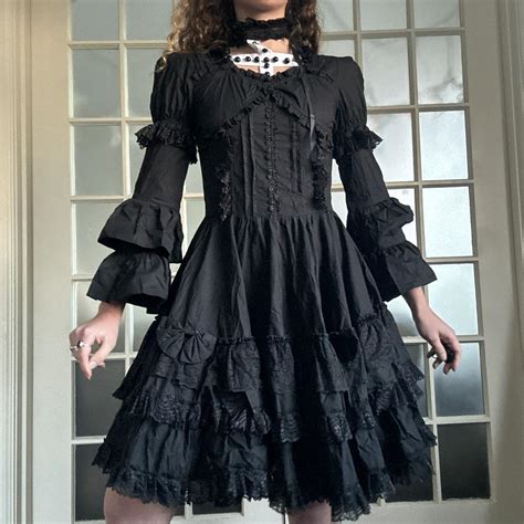 Gothic emo cosplay ruffle goth dress Goth cosplay... - Depop