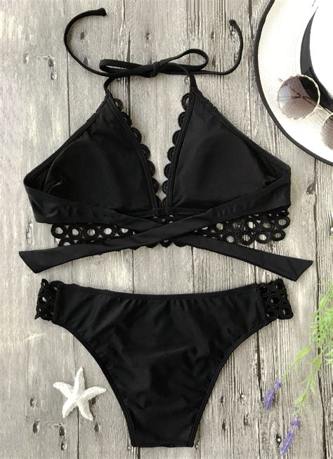 Black Lace Up Bikini Sets Women Pokeek Swimwear Yogawear Manufacturer