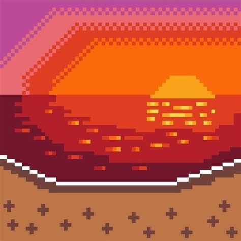 [OC] Sunset at the beach : r/PixelArt