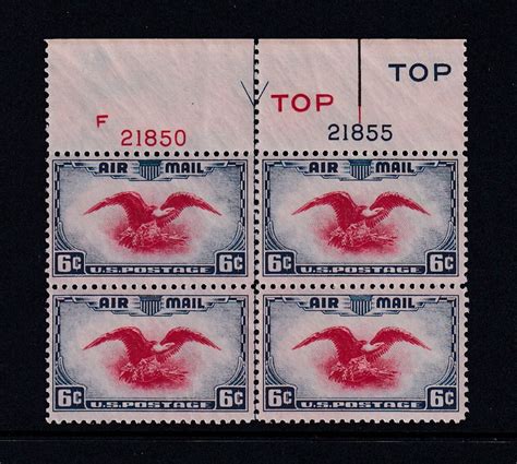 Airmail C Sc C Bi Color Eagle And Shield Mnh Plate Block Type