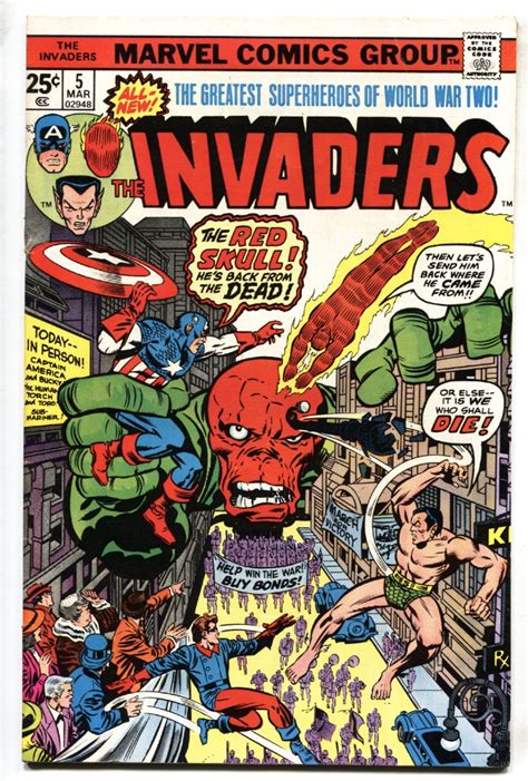 The Invaders 5 1975 Comic Book Marvel Bronze Age Red Skull FN 1975