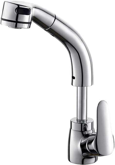 Bathroom Faucet With Pull Out Sprayer Liftable Mixer Tap For Hot And Cold Water Single Hole