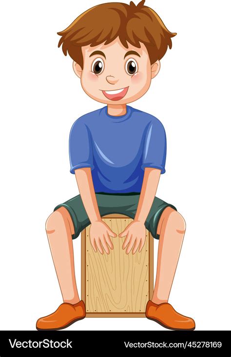 Boy Playing Cajon Drum Royalty Free Vector Image