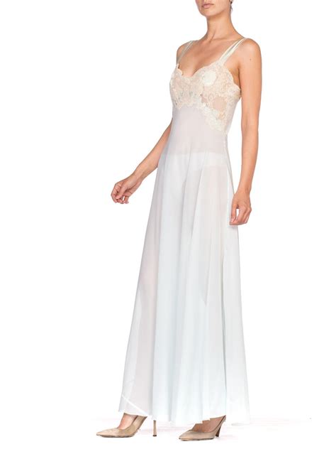 1950 S Nylon And Lace Lingerie Slip Dress With Silk Applique At 1stDibs Satin Slip Dress