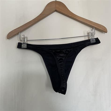 Asos Design Black Satin Mens Thongs Size Depop