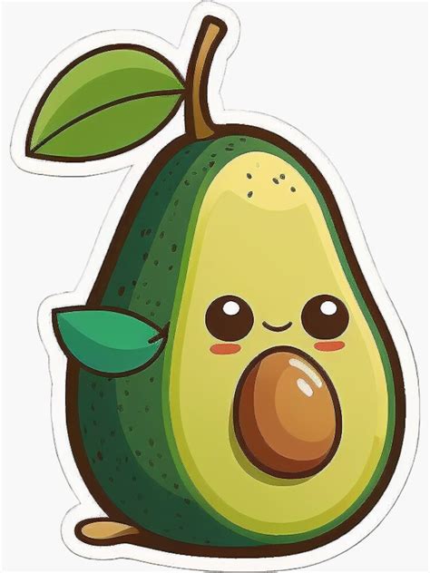 Cute Avocado Sticker Sticker For Sale By Artcom Design Cute Avocado