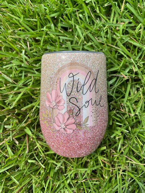 Custom Ready To Ship Glittered Wine Tumbler Rose Gold Ombré Etsy