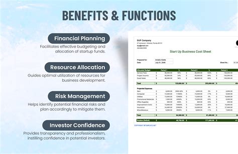 Start Up Business Cost Sheet Template In Word Google Docs Excel