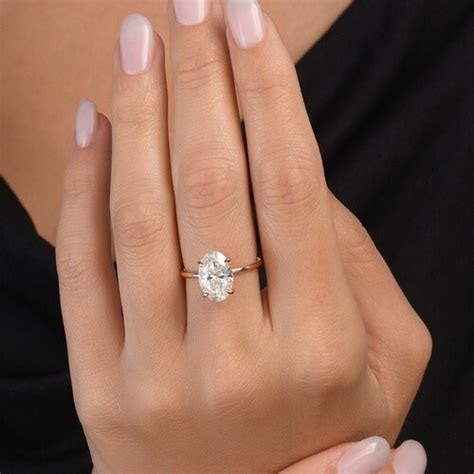 Hidden Halo Engagement Ring Carat Solitaire Oval Simulated Etsy