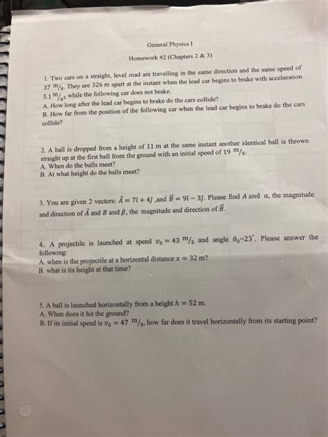 Solved General Physics I Homework #2 (Chapters 2 & 3) 1. Two | Chegg.com 