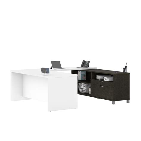 Bestar Pro Linea U Desk In Deep Grey And White