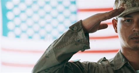 Salute, Man and Veteran by American Flag, Respect and Country with ...