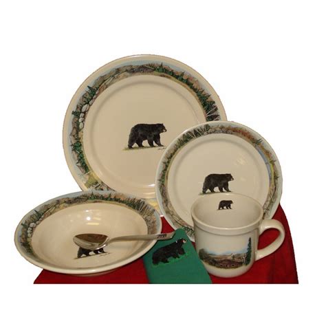 Ridgeline Bear 16 Piece Dinnerware Set